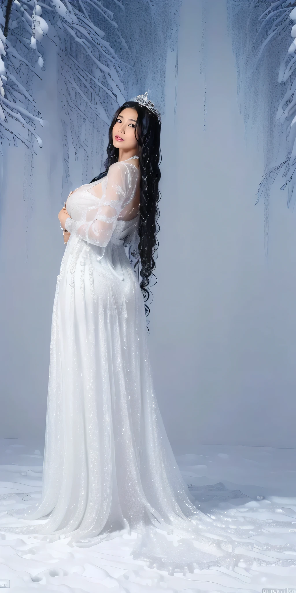 ((very accurate ???????:1.65)), ((Snow Girl,Yukihime,Japanese Princess,Snow Mountain,Daytime,Amazingly cute,Japanese Goddess, A bust bigger than her face,Snow-white skin,Glowing Skin)),((Dresses that shine in silver,Elegant and beautiful dresses,Elegant decoration,Diamond Decoration,Shiny Tiara,Artistic decoration,Pure white dress、Princess Dress,dress with jewels,dress with lots of jewels,Luxury Necklace,Extravagance beyond imagination,The most luxurious decoration in the world, ),((Semen covered tree々々,Lots of trees,Snow Mountain,Shining Snow,Shining blizzard,Amazing snow scene,Snow like a jewel,Diamond dust,Most realistic and complex background,Complex background,Highly detailed and realistic backgrounds)),(((Find the perfect camera here,Detailed face,Quality and beautiful face,A clean and beautiful face,The perfect gas chamber,Perfect Fingers,Perfect hands,Just five fingers)),Best image quality,8k,SLR camera photography,Professional photos,Realistic quality, (Adult sensual woman:1.65), (Black Hair、Long Hair:1.65)，(Women with big butts:1.75 Very Large Breasts:2.1, Narrow waist:1.65)，(Voluptuous long legs), (Shining Eyes:1.3),(Porn actress sex random poses: 1.75)，(Accurate and perfect face:1.55),((Highly realistic and detailed loads of cum)), ((My whole body is soaked with a large amount of semen.:1.95)), ((Soaked with a lot of semen, Dresses that shine in silver,Elegant and beautiful dresses,Elegant decoration,Diamond Decoration,Shiny Tiara,Artistic decoration,Pure white dress、Princess Dress,dress with jewels,dress with lots of jewels,Luxury Necklace,Extravagance beyond imagination,The most luxurious decoration in the world, ))