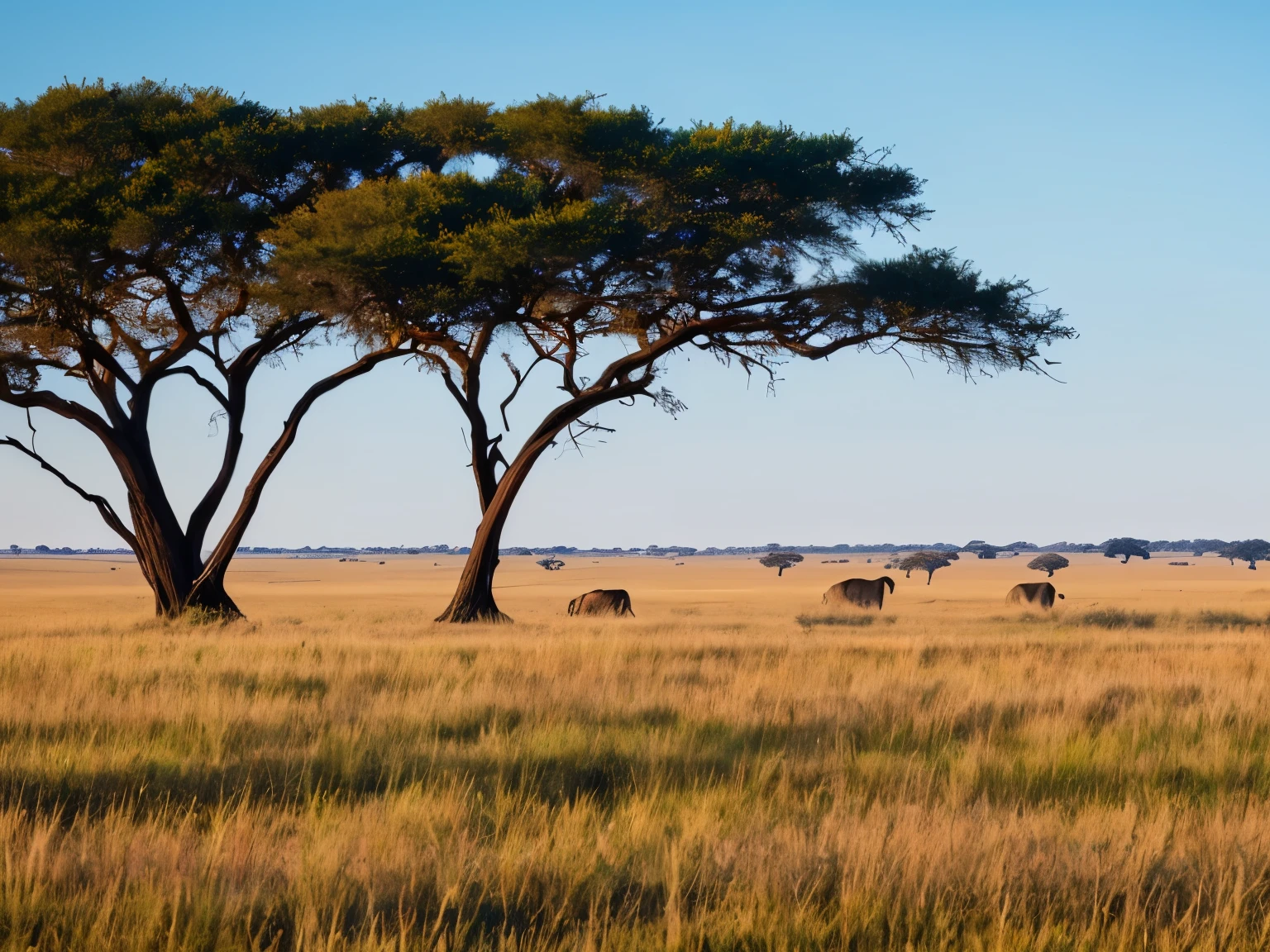 morning on the savannah grasslands.