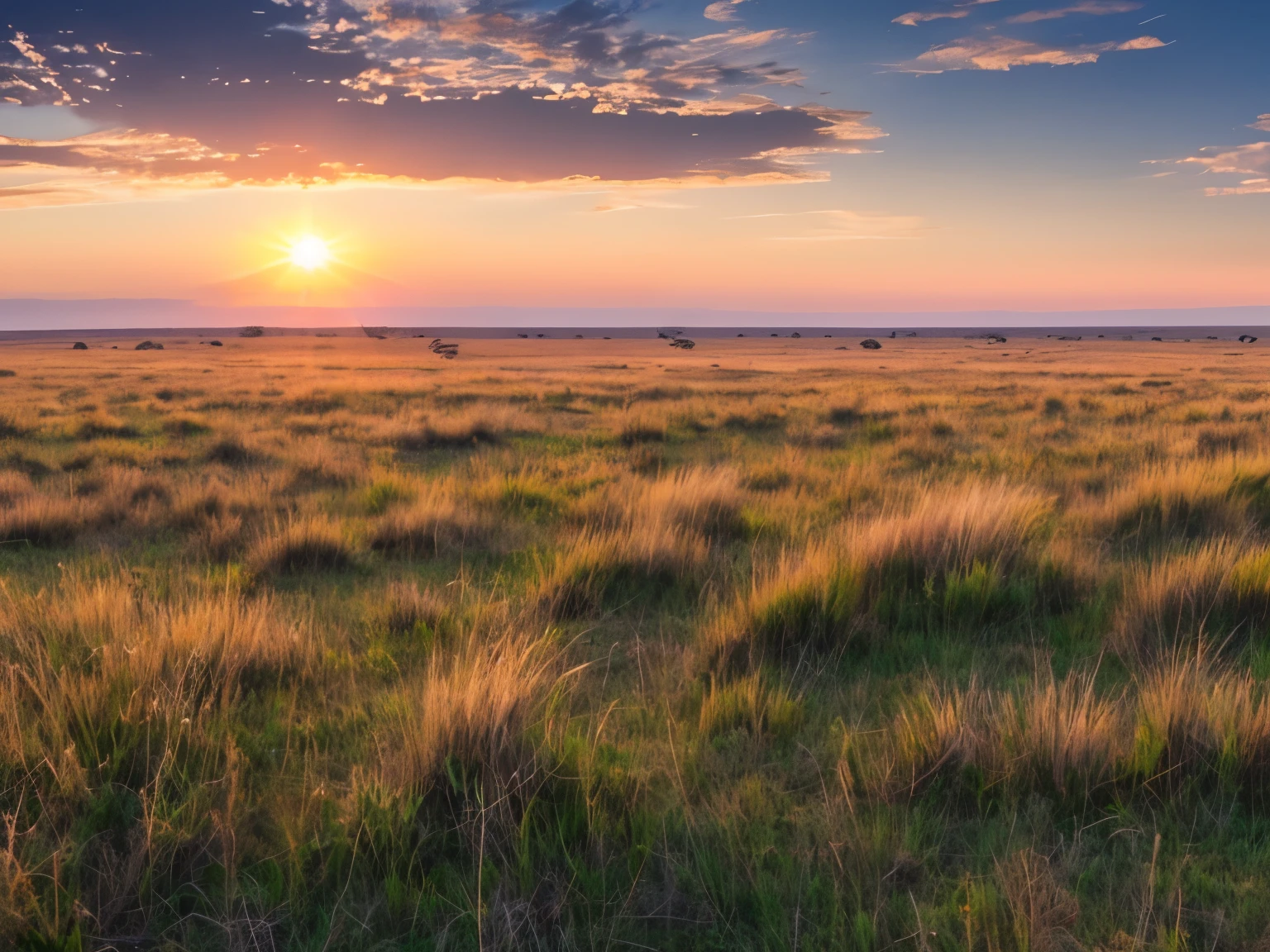 morning on the savannah grasslands.