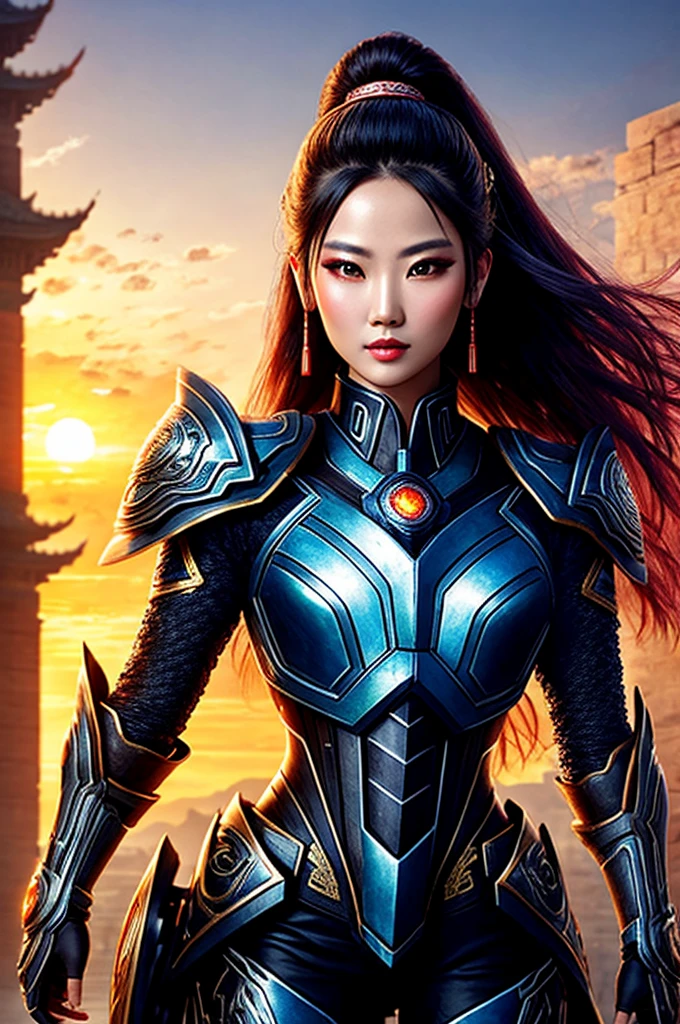8k,(Samurai)、Devil Mask、Super Beauty(Like the real thing)、Red Armor Solo Adult Devil Woman、Muscular macho body type,Super Muscular Beauty,Bodybuilding,(Equipped with a long and large spear)、Mature Woman Big Woman Devil。Sturdy jaw(Like the real thing),Stand facing forward,Demon Armor,A wonderful work of art,((Kyoto Panel Style))、Wind effects:1.9、Cloud effect:1.2、Full Rendering,Devil makeup,masterpiece,Photorealistic RAW photos of the highest quality。Bright colors,Rich colors, Backlight, Cinema Lighting, Film Grain, 50mm lens, Nikon D850,Ultra-Realistic Skin,Fantasy art,Character Art,Ultra-high resolution,Realistic scale skins,Perfect hand shape,View your viewers,View your viewers,Top-down view,close,Uplifting,Dynamic fighting pose,Sexy chest,