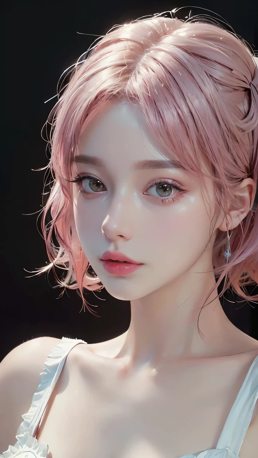 (8k, highest quality, masterpiece: 1.4), Very detailed, highest quality, Ultra-high resolution, Written boundary depth,(Realistic:1.4,RAW shooting,)Ultra-Realistic Capture,(Very detailed,High definition 16K), cute, girl, short hair, Pink Hair, refresh, clear