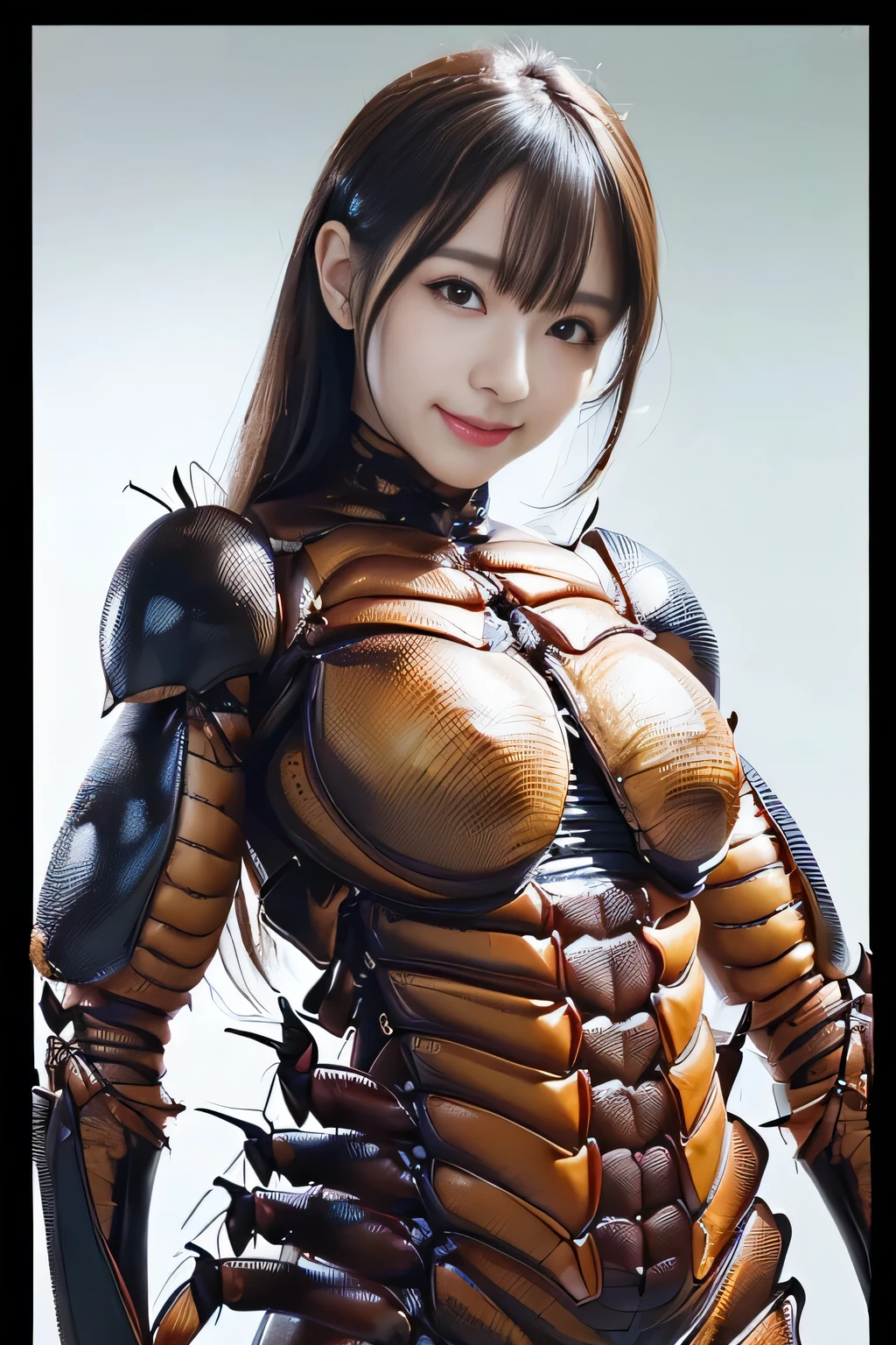 (high resolution,masterpiece,best quality,extremely detailed CG, anime, official art:1.4), realistic, photo, amazing fine details, all intricate, gloss and shiny,awesome many layers, 8k wall paper, 3d, sketch, kawaii, illustration,( solo:1.4), perfect female proportion,villainess, (fusion of dark brown cockroach and lady:1.4), (brown cockroach form lady:1.2), (brown cockroach lady:1.2), (fusion:1.2), (solo:1.4), (evil smile:1.2), muscular, abs, (cockroach brown exoskeleton bio insect suit:1.4), (cockroach brown exoskeleton bio insect armor:1.2), (brown transparency cockroach wing:1.4), (brown cockroach antennae:1.3),