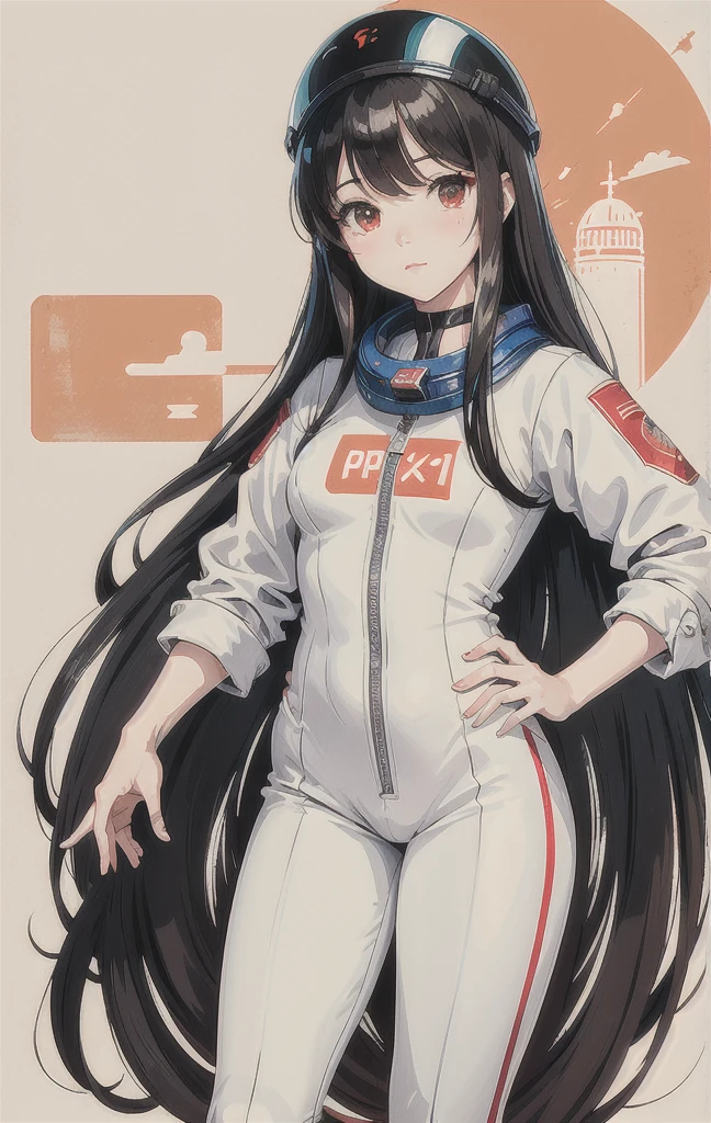 1 Girl,flat_breast,Lovely,beautiful detailed Eye,shiny hair,visible through hair,hairs between Eye, CCCP poster, Soviet Unionposter,Red monochrome,Soviet Union poster, Soviet Union,,
Black_hair,Red_Eye,vampire,teenager,breast不好,Space suit:orange_clothing_Body:Jumpsuit),White_Gloves, White_Space shoes, White_helmet, the CCCP Red letters on the top of helmet, weightlessness, Side light, reflection, 穿着Space suit的人位于画面左下方, Right hand extended, Right hand gently touches the Salyut space station), The space station in the upper right corner of the screen, 太阳reflection光, silvery metal,Red flag, Brilliance,Soviet Union风格, diffuse reflection, metallic feel, The blue earth in the distance,Mecha style,Sea of Stars,high pitch, Gorgeous