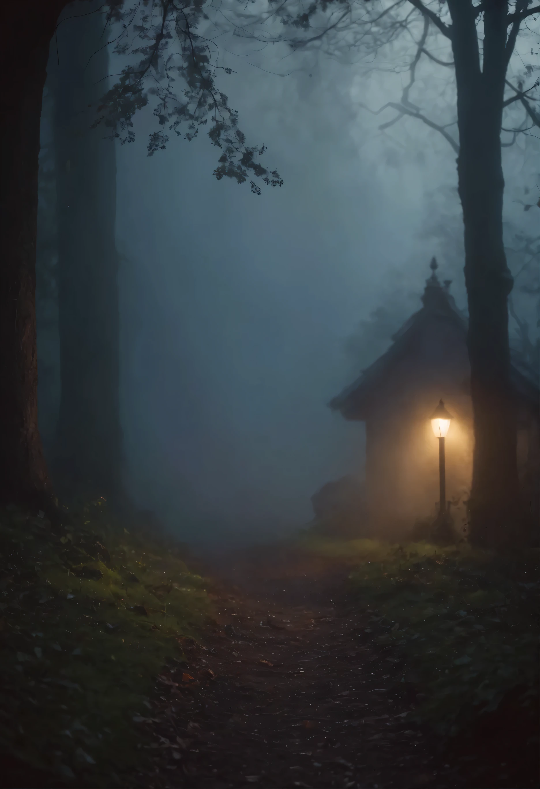 night、Woodland、bat、fog