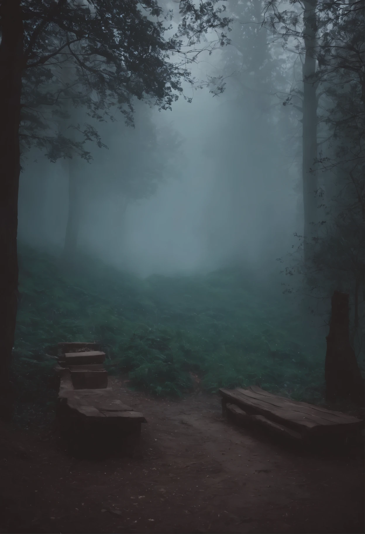 night、Woodland、bat、fog