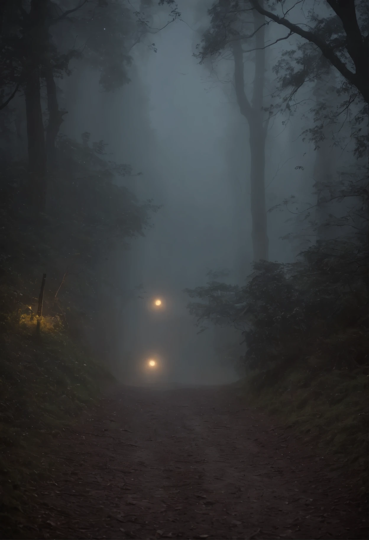 night、Woodland、bat、fog