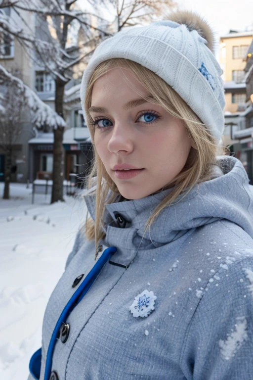 Blaue Augen, Blond, big , WInter, Schnee