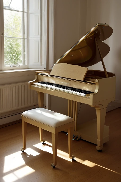 "(best quality,highres),a white Caldas piano sitting in front of a glass window,a brightly lit room with natural daylight, sun rays streaming through the window and onto the piano,a beautiful pianist sitting, playing the piano with a look of satisfaction,vivid colors, soft sunlight streaming through the glass window,portraits,peaceful atmosphere,serene and calm,intimate setting,perfect harmony between the pianist and the piano,meticulously-drawn keys,beautifully sculpted piano legs,a sense of serenity and elegance"