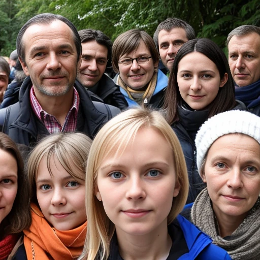 group of Czechs gathered, focus on faces