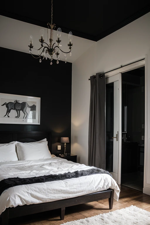 interior design with black tone illustration