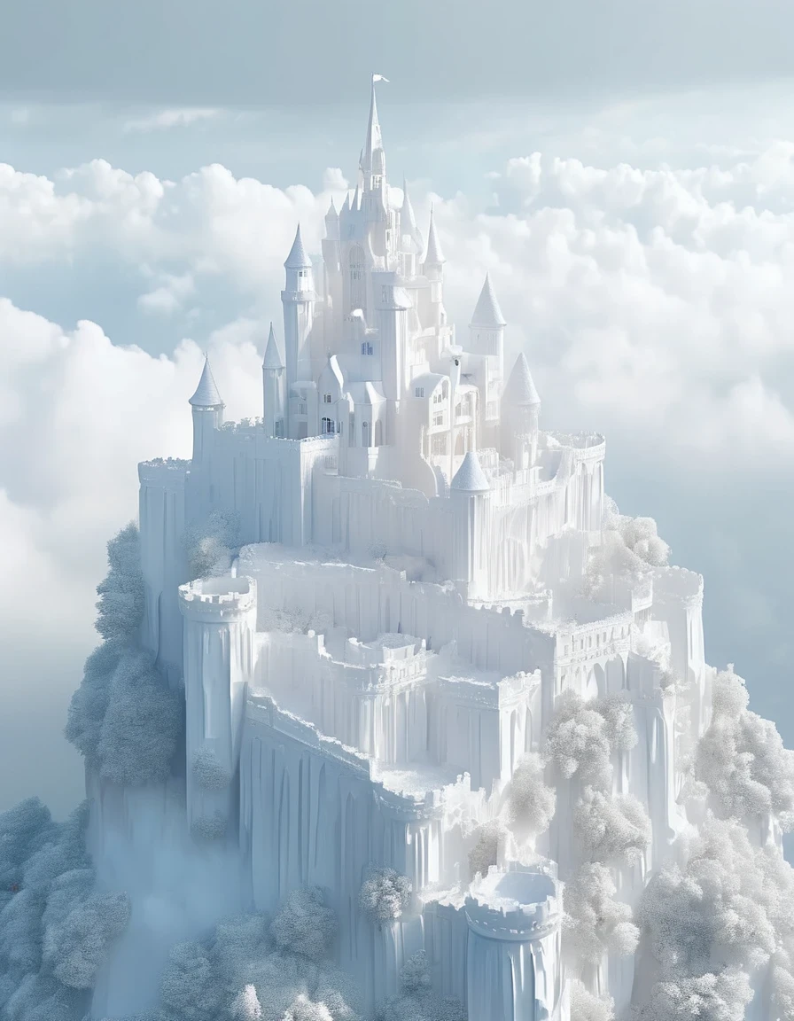 (A white dream castle on a high cliff face), (Minimalist composition), (Cloudy, rainy,)
Large distant view, (surrealism), (clean background), (Cinema4D rendering style), (high resolution photography), (high resolution photography), (high resolution photography).