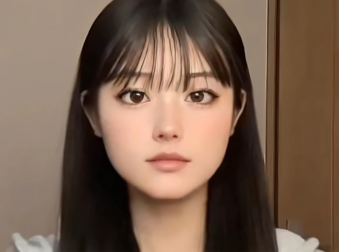 Close-up of a woman with long black hair and a white shirt, hyper Realistic Anime, Realistic Anime, semi - Realistic Anime, 3D Anime Real, semi Realistic Anime, accurate Ultra-realistic facess, photoRealistic Anime, Realistic - Anime, Realistic Anime face, Anime realism, Ultra-realistic faces, Beautiful realistic face, Anime CG, 8K highly detailed face