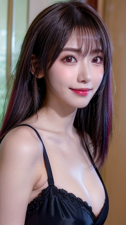 super highest quality, Face Focus, Soft Light, Ultra-high resolution, (Realistic:1.4), RAW Photos,
One Japanese woman, alone, cute, (pupil, There'There'There'There'The light in my eyes), (Beautiful face in every detail:1.3) ((High resolution detail of human skin texture:1.3) Beautiful glowing white skin (Beautiful three-dimensional effect)
indoor,Black and red two-tone underwear (Beautiful straight bob hair all the way to the ends:1.3) Elegant and clean Intelligent and stylish
(Portraiture) Focus on pupil in high definition Diffused light from a window Beautiful gradation A kind smile (Beautiful gradation:1.3) A kind smile
