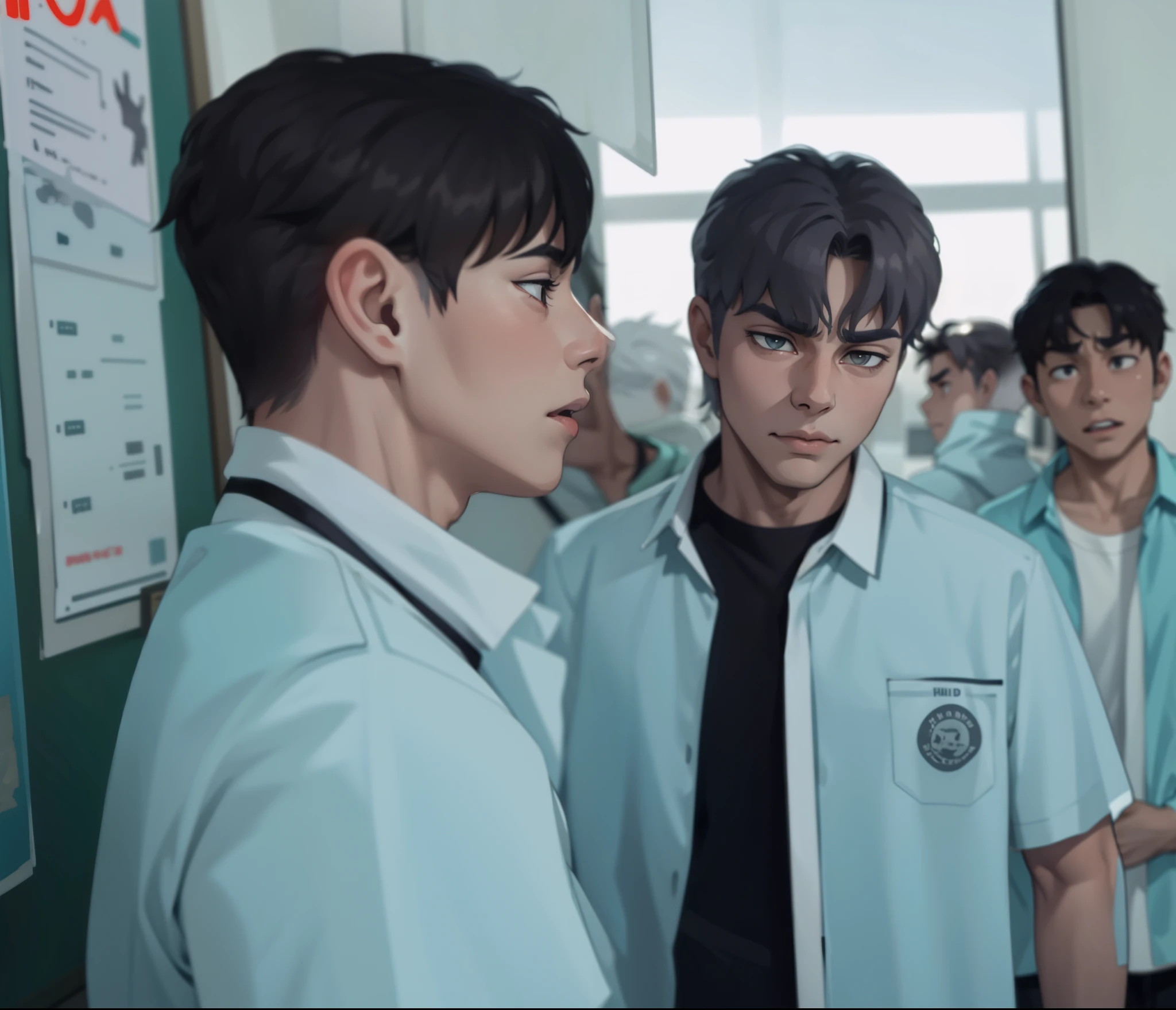 two gray haired 18 year old boys are angry