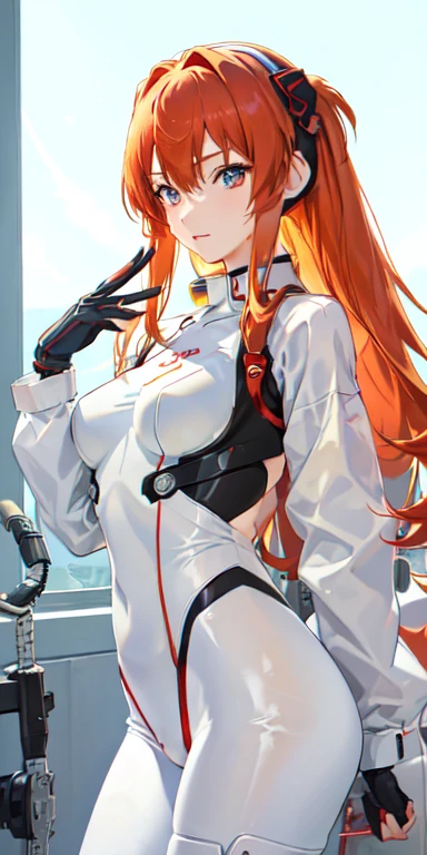 (俯瞰figure),Dynamic Angle,Very detailed, figure, close, Straight, One girl, 
 ((Soryu Asuka Langley, Interface Headset, Red bodysuit:1.4, blonde)),Her eyes shone like dream-like stars,(Glowing Eyes:1.233),(Beautiful and detailed:1.1),(Expressionless,Mouth closed),(Are standing), 
(In a white spaceship、Mechanic room with tools and spaceship window),
(night:1.2),dream-like, [[Delicate fingers and hands:0.55]::0.85],(Finger details),