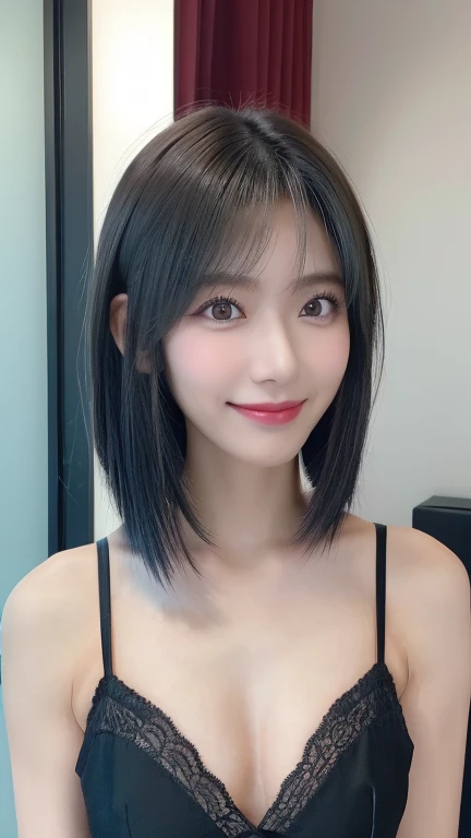 super highest quality, Face Focus, Soft Light, Ultra-high resolution, (Realistic:1.4), RAW Photos,
One Japanese woman, alone, cute, (pupil, There'There'There'There'The light in my eyes), (Beautiful face in every detail:1.3) ((High resolution detail of human skin texture:1.3) Beautiful glowing white skin (Beautiful three-dimensional effect)
indoor,Black and red two-tone underwear (Beautiful straight bob hair all the way to the ends:1.3) Elegant and clean Intelligent and stylish
(Portraiture) Focus on pupil in high definition Diffused light from a window Beautiful gradation A kind smile (Beautiful gradation:1.3) A kind smile