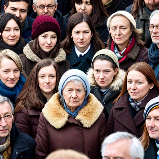 group of Czechs gathered, focus on faces