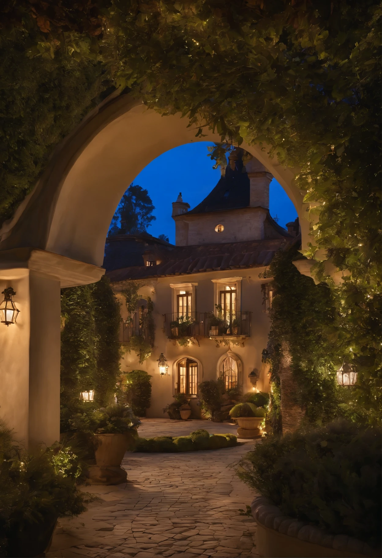 Luxury villas，European and American simplicity，Garden style，fairy tale,Lighting Effects,Dreamy and magical