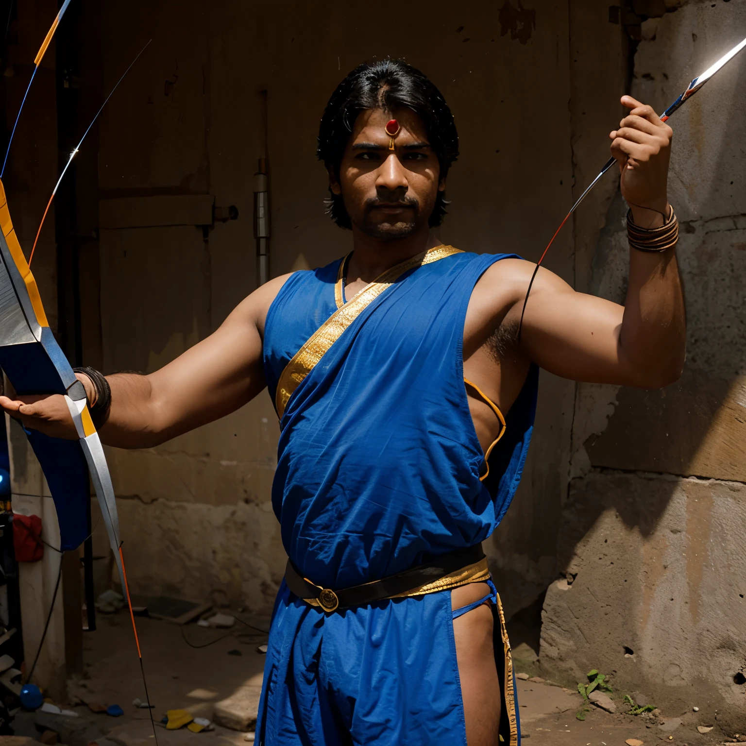 Indian Superhero with hightech bow and arrow 