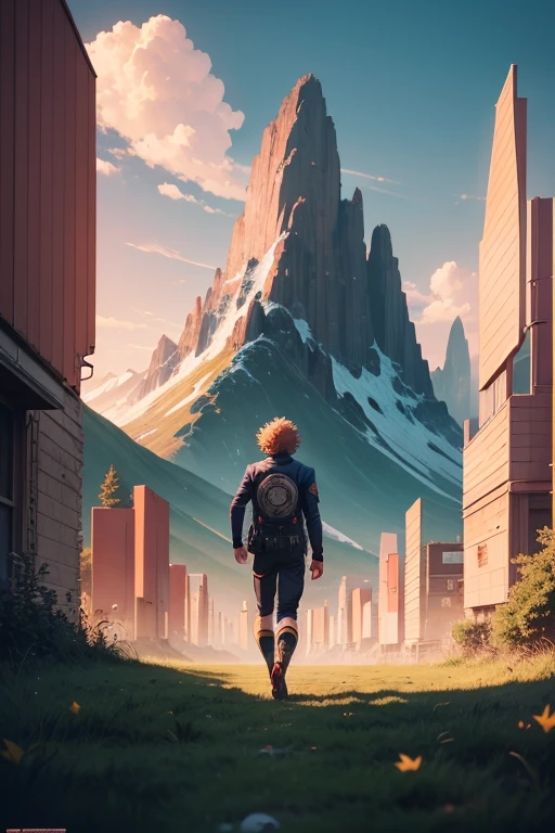 anime, anime, anime art, anime, anime, anime, anime, anime, anime art, anime, beeple and jean giraud, martin ansin, inspired by Josan Gonzalez, alejandro burdisio art, josan gonzales and dan mumford, highly detailed 4 k art, josan gonzales, silvain sarrailh, playing football in a field which is surrounded by mountains and trees