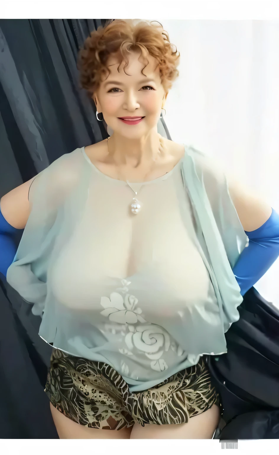 Beautiful old woman, smile,sexy,80 years old, curly hair,sexy,wearing a pearl necklace,Beautiful older woman, cute,smile,sexy,80 years old,,sexy,wearing a pearl necklaceold woman,busty,Curly hair