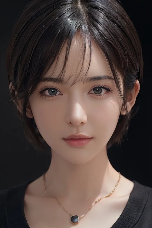 (masterpiece:1.3), (8k, Realistic, RAW Photos, highest quality: 1.4), (One girl), Beautiful Face, (Realistic Face), (Black Hair, short hair:1.3), Beautiful hairstyle, Realistic eyes, Beautiful fine details, (Realistic Skin), Beautiful Skin, (sweater), Absurd, Charm, Ultra-high resolution, Ultra-realistic, Very detailed, Golden Ratio