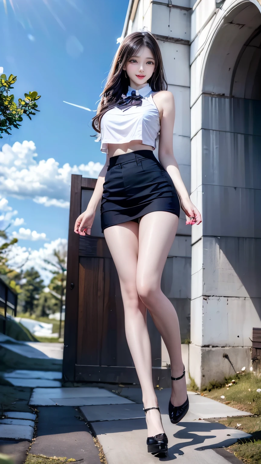 (Very delicate and beautiful:1.2)super model,,Big Breasts,Beautiful breasts,voluptuous,【bike shorts】,,【3girls】,,highest quality, High resolution, 8K,, Large Breasts,, Vivid details, ,Idol Group,mini skirt,Girl kicking,blush,Sweet smile