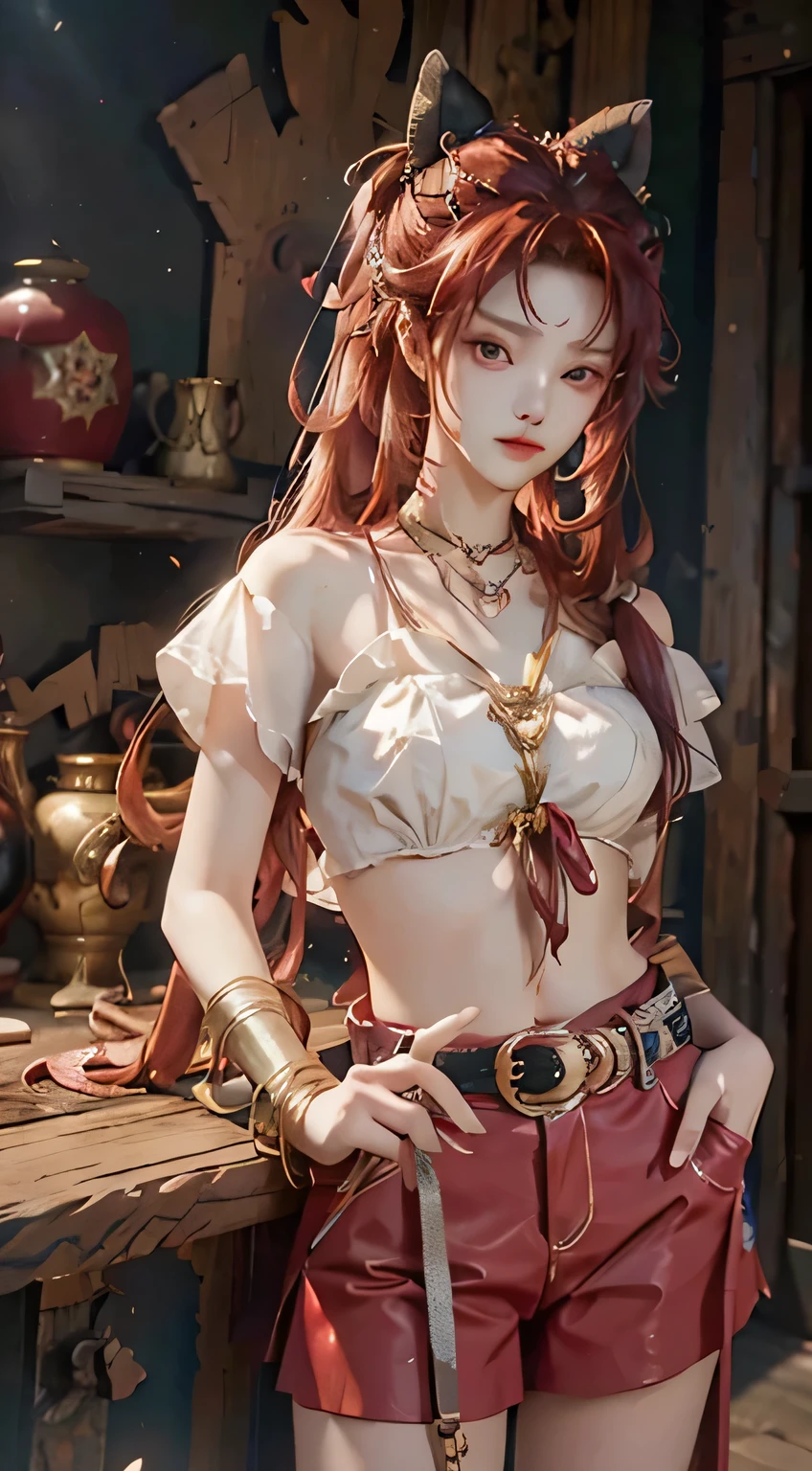 well built，Best build quality ,Masterpiece, lamp, very beautiful, Very meticulous ,CG ,Yoon ,8k wallpaper, Amazing cleavage, Detailed pubic hair, Masterpiece,best quality,official art,Extremely detailed CG-8k wallpaper,Ridiculous resources, Absolutely ridiculous.........., The file size is very large.......... , very fine, high resolution, Very meticulous,Meticulous beautiful girl, Very fine eyes and face, beautiful eyes,there&#39;Gives radiance to the face.,1 younger sister, (black mikamo \ blue archive ), (exaggerated), (((red hair))), (single braid), long red hair, (red eyed bitch), ((His long bangs covered one eye..........)), (((hair in one eye))), (((Bangs covering right eye))), ((decorate)), ((Tassel Earrings)), (((Describe the arm in detail..........))), (((Excellent mistake)), ((The body is long and slender.........)), (), ((Plum)), (Detailed description of the hair), (shoulder), ((collarbone)), ((shoulder cropped)), (Glowing skin), (Detailed description of the face), (Detailed explanation of metaphysics), (Leaves skin shine, shine), no competitors, (ultimate beauty), (red lipstick), (shy ), ( smile), ,, ((long-sleeved shirt)), ((wide arms)), thin line, overcome obstacles, ( In this matter#39;Bedroom for viewers)), , ((Any position.)), (Sit down on the floor..........)), ((there is a lot of water in the body.)),((big breasts:1.35,I saw bulging nipples in the strapless Thai cloth.......,mouse breast, ((bare breast:1.37)),