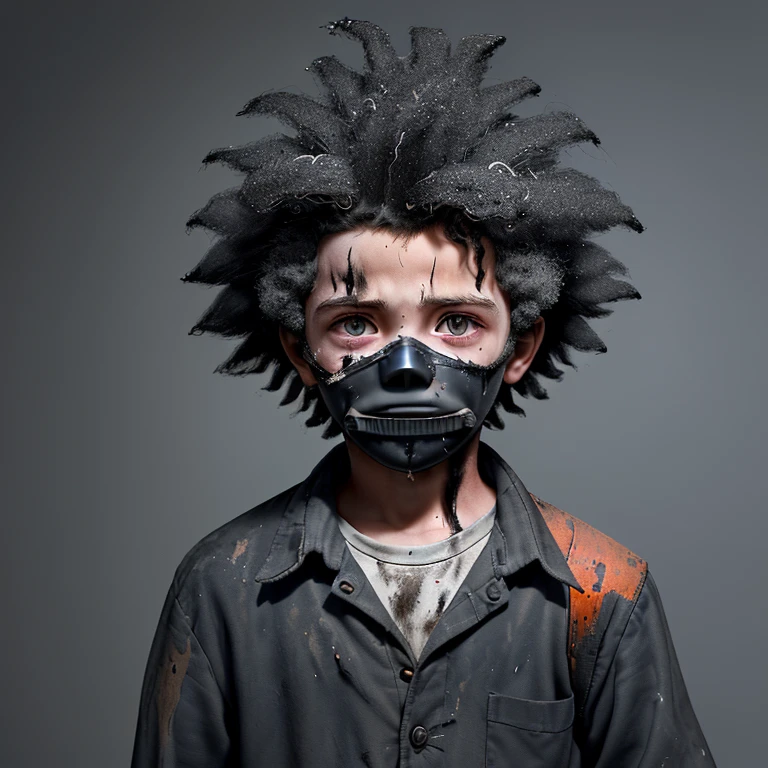 A boy in elementary school was electrocuted, covered in soot, in tatters, and his hair stood on end.