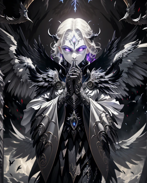 (best quality,4k,8k,highres,masterpiece:1.2),ultra-detailed,realistic:1.37,epic art,colorful scary angel,(Apterus:1.5),oil painting,angry eyes,dark wings,vibrant colors,mysterious background,heavenly atmosphere,glowing halo,intense emotions,expressive brushstrokes,haunting presence,ethereal beauty,foreboding shadows,ominous lighting,dramatic composition,demonic features,sharp and detailed feathers,distinctive textures,contrast between light and dark,awe-inspiring,otherworldly,divine,fantasy theme,mythological creature,impressive wingspan,dynamic pose,ominous clouds,fallen angel,intricate details,captivating,unforgettable,visually stunning