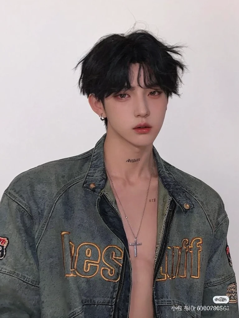 arafed man with a shirt on and a necklace on his neck, cai xukun, Jinyoung Shin, Jungkook, Kim Doyoung, handsome androgynous prince, androgynous person, pintar ulzzang, hyung tae, Tae June Kim, estilo de seb mckinnon, Jinyoung Shin aesthetic, Yanjun Chengt, inspirado em Yanjun Cheng, profile picture with headshot, inspirado em Jeon Jungkook, hyung tae kim