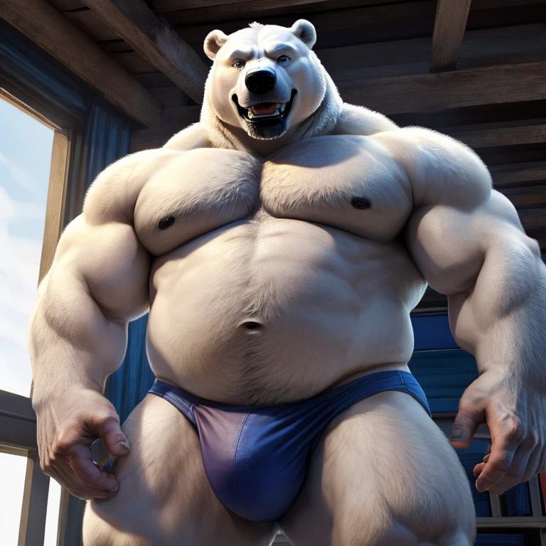 ((Polar Bear)), white teeth, ((standing)), saliva, (((white)) furred body)), ((dominant)), ((intimidating)), dilf, Daddy, father figure, mature male, hunk, pecs, ((crotch focus)), ((Antarctica)), ((very detailed background)), ((very detailed lighting)), ((very detailed hands)), ((well drawn hands)), ((very detailed crotch)), ((very detailed fur texture)), ((very detailed)), very high resolution, very high quality, detailed speedo, big underwear bulge
