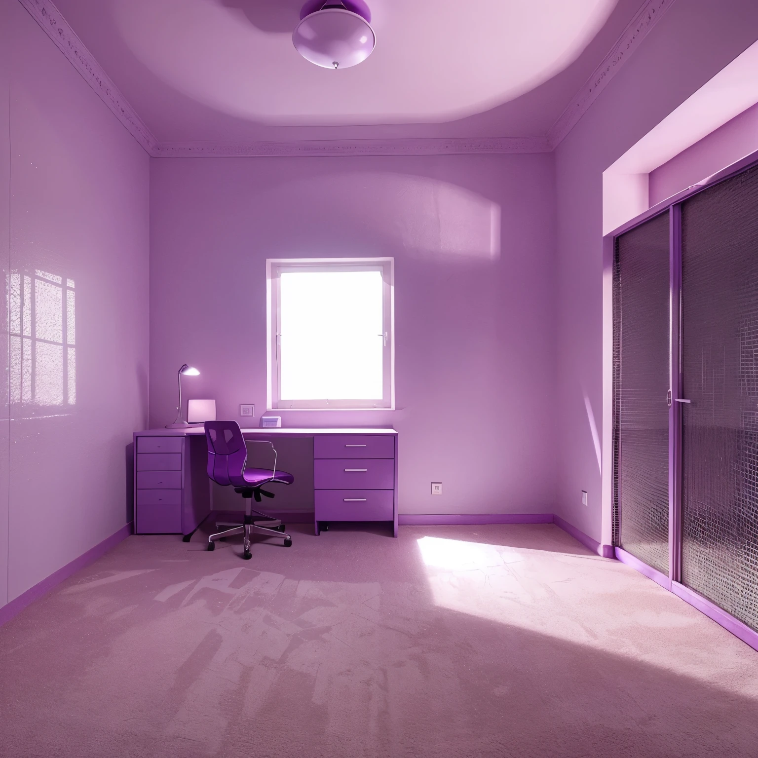 Simple aesthetic purple room for a 9-year-old girl