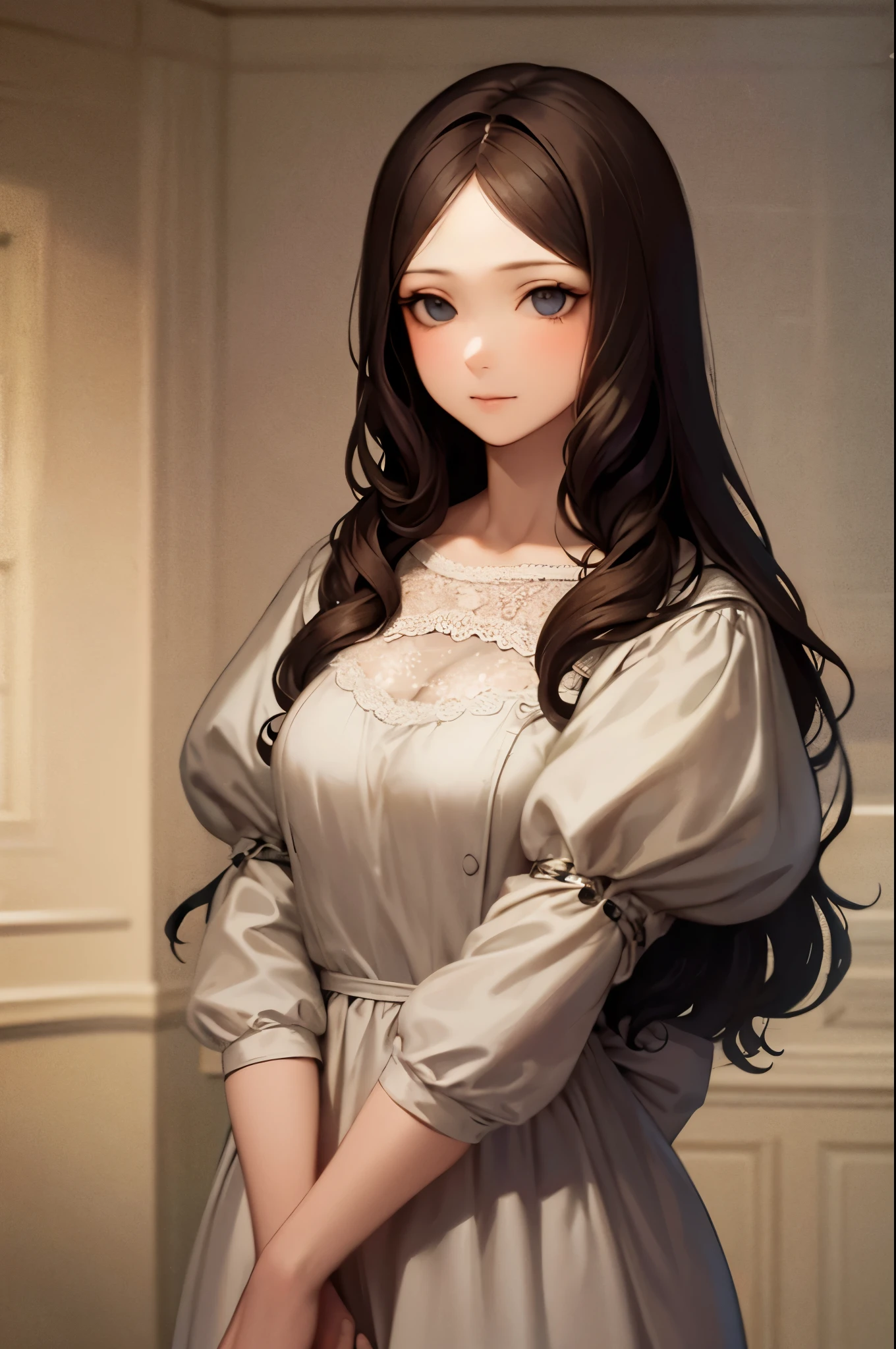 A girl in a white lace dress with Leonardo da Vinci&#39;s notes in the background、Image of À la Fed, A stunningly young and elegant person, Magical Girl Portrait, Portrait of a Young Witch girl, Girl in steampunk clothes, Musician girl in lace clothes, Natalia Dyer, Dafne Keen, Portrait of a Young Witch, Girl with magical powers, Inspired by Irakli Nadar, Inspired by William Mastester Lockhart, highest quality, detailed, detailed, masterpiece, high resolution  