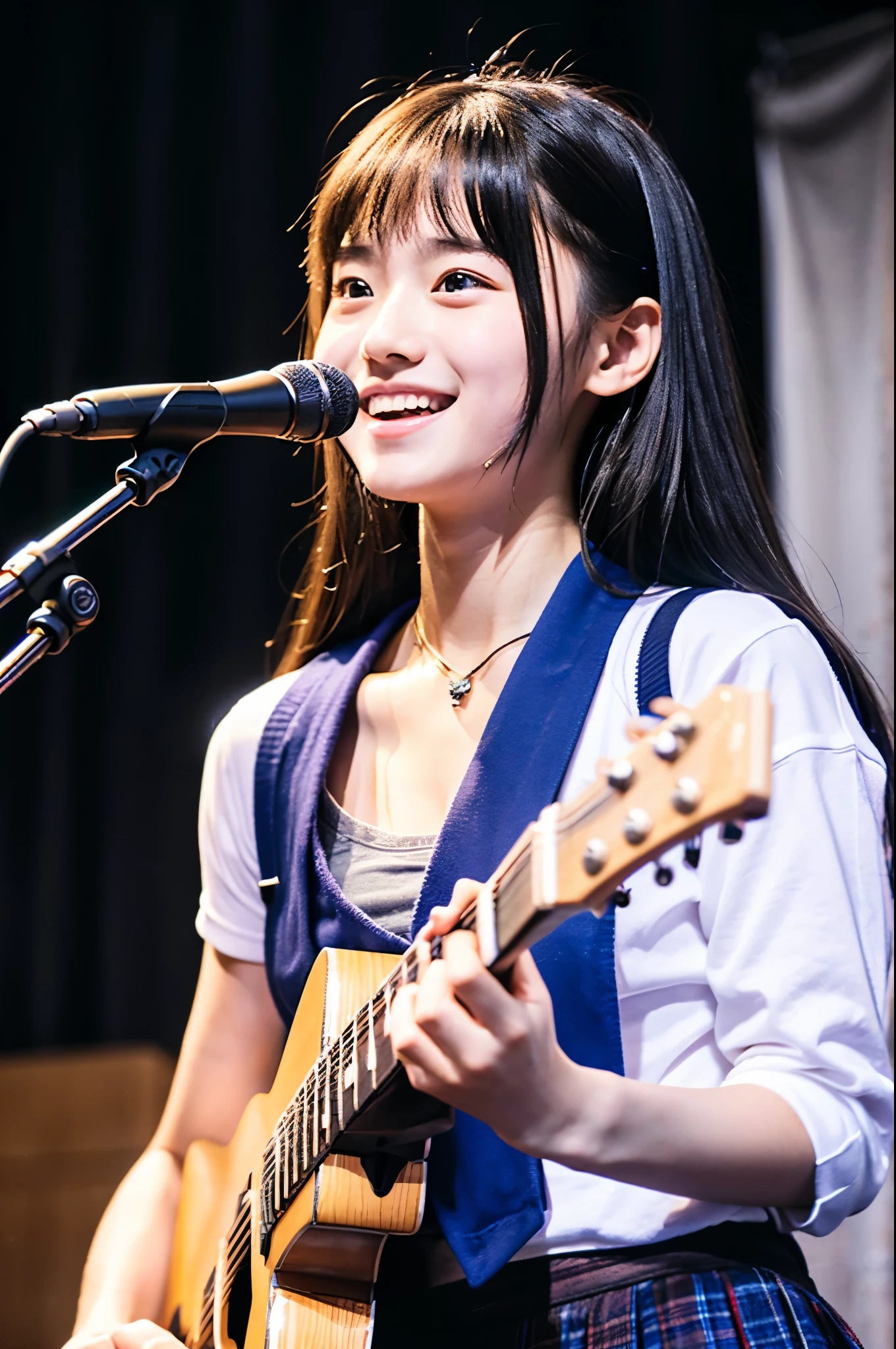 Rie Tanaka singing at school unite