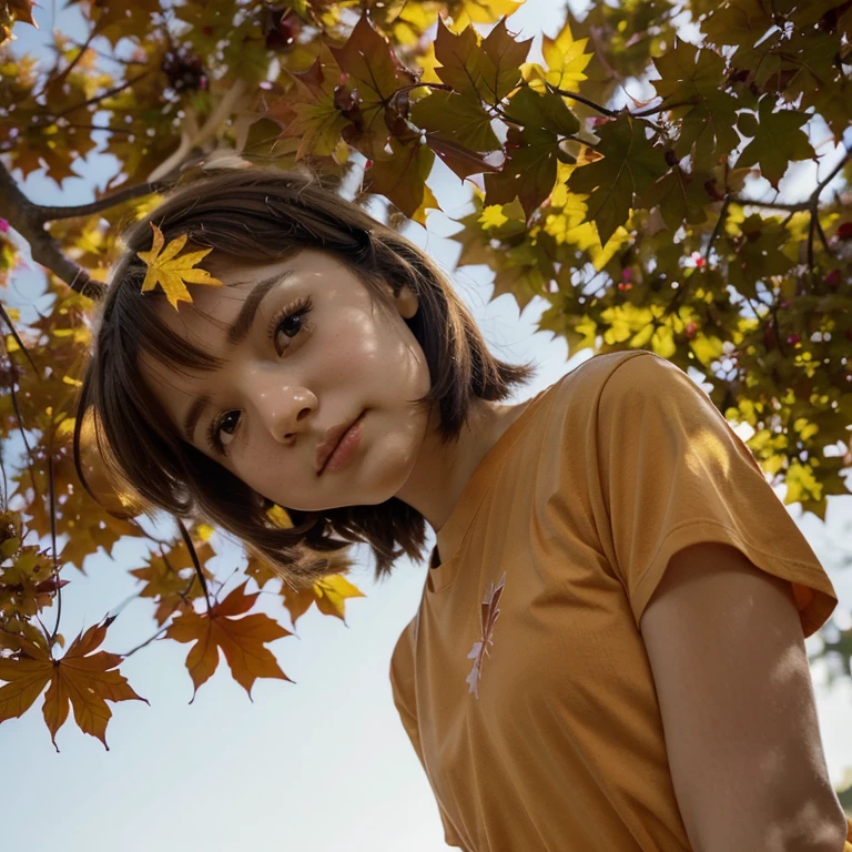 Maple tree anthropomorphic vtuber young girl maple leaf gradient color