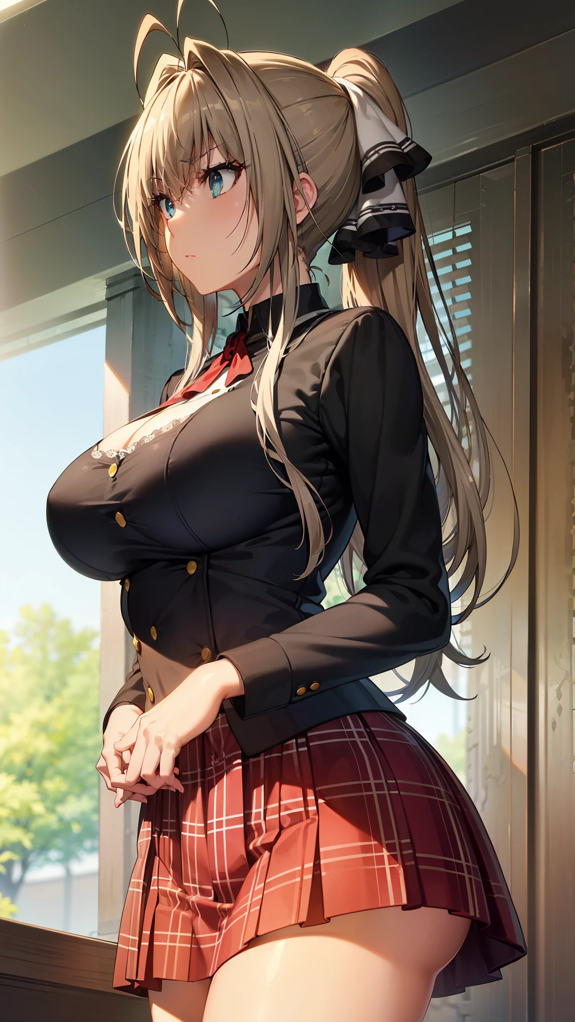 SentoIsuzu,brown hair, brown eyes, long hair, antenna hair, ponytail, hair bow,large breast,
BREAK (casual clothes, (skirt),long sleeves,closed clothes:1.2),
BREAK angry looking face、Shyness、up chest、solo,、breastsout(camel's toe)、highleg,
BREAK (masterpiece:1.2), best quality, high resolution, unity 8k wallpaper, (illustration:0.8), (beautiful detailed eyes:1.6), extremely detailed face, perfect lighting, extremely detailed CG, (perfect hands, perfect anatomy),