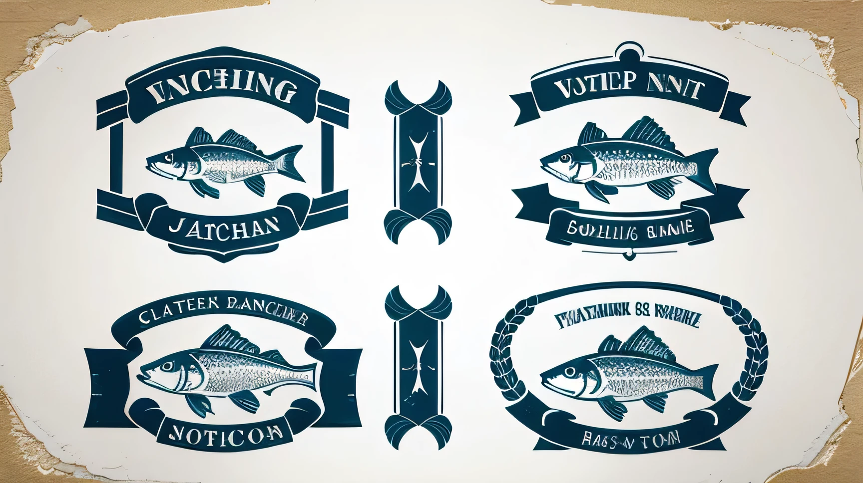 white background vector detailed vintage fishing badges collection