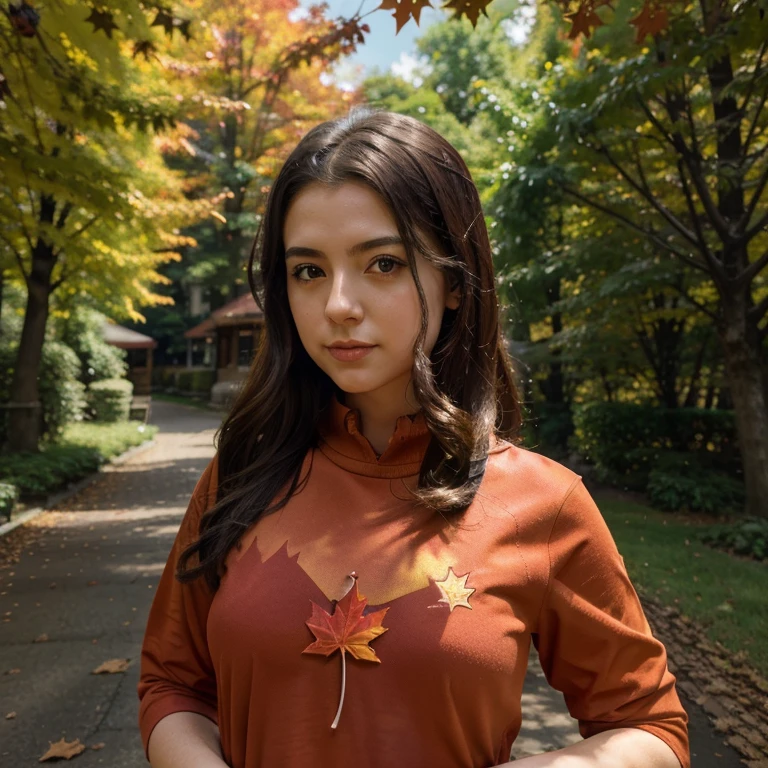 Maple tree anthropomorphic vtuber young girl maple leaf gradient color red maple leaf green maple leaf