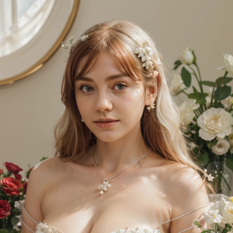 best quality, masterpiece, high resolution, (Delicate figure:1.5),gorgeous face,(milky white skin:1.3),Intricate details,high resolution,wallpaper,
1 girl, Solitary, Flowers, Red hair, Smile, jewelry, big eyes,Red Eyes,Flowing hair, embroidery, Natural posture, Falling Flowers, indoor,instigate, paper,手paper,Wear,
16K,HDR,high resolution,Depth field,(Film Grain:1.1),Book,prime time,(lens flare),Vignette,rainbow,(Color grading:1.5)