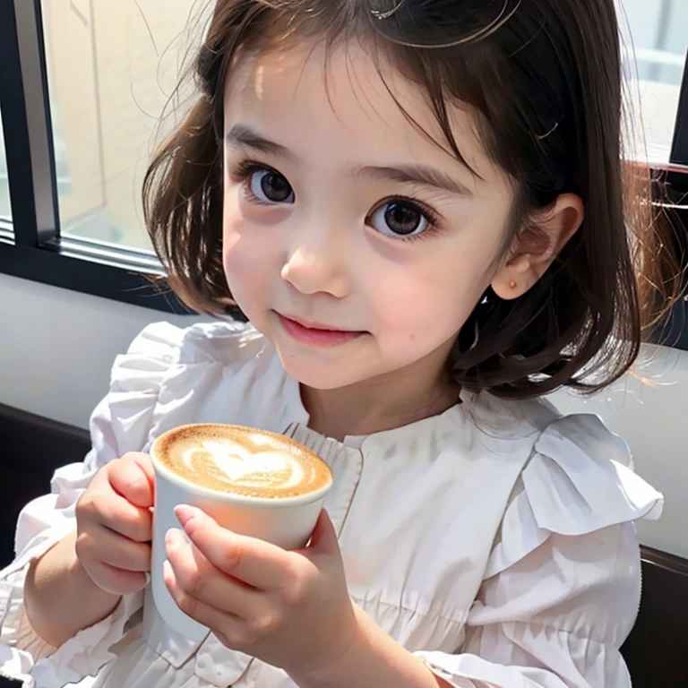 *********** holding a coffee cup, cute girl, Cute and delicate face, cute slender face, Hayami, Chiho, Yoshitomo Nara, Young cute face, beauty的日本女孩脸, Brown hair and big eyes, Cute and beautiful girl, beauty