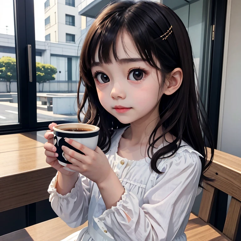 *********** holding a coffee cup, cute girl, Cute and delicate face, cute slender face, Hayami, Chiho, Yoshitomo Nara, Young cute face, beauty的日本女孩脸, Brown hair and big eyes, Cute and beautiful girl, beauty