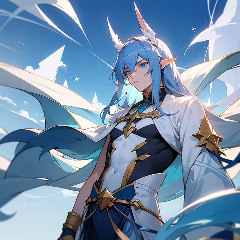 1male, green skin, antennae, long blue hair, headband, super suit, oversized fur coat, serious, muscular, four arms, space ship