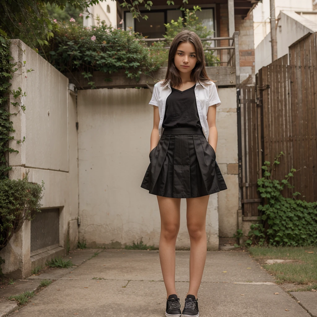 15 year old girl in a skirt posing
