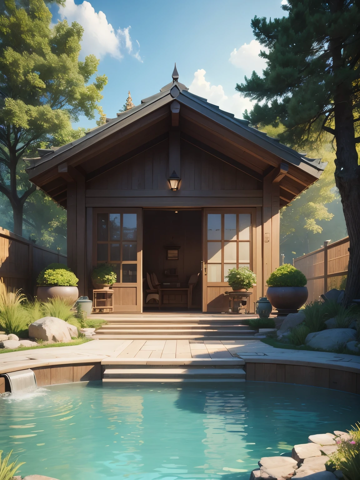 outside spa design, ultra detailed, high quality, 8k resolution