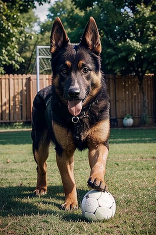 GERMAN SHEPHERD DOG PLAYING WITH A BALL WITH A 