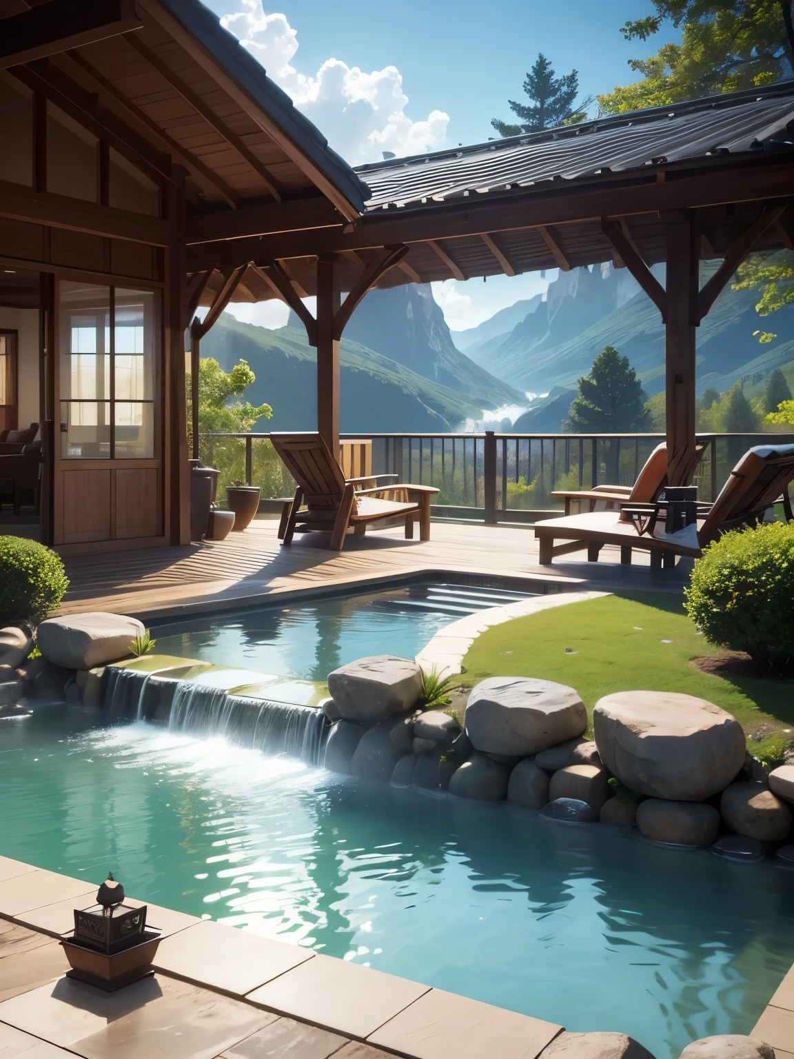 spa resort, natural spas, ultra detailed, high quality, 8k resolution
