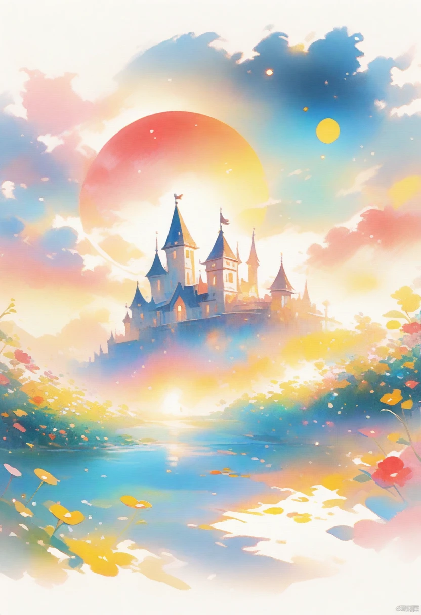 (best quality, high resolution, Terror Castle,Dark atmosphere,moon,crow
