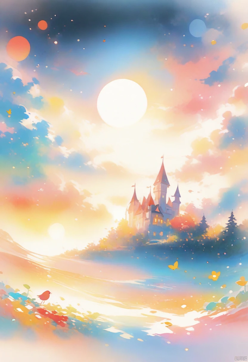 (best quality, high resolution, Terror Castle,Dark atmosphere,moon,crow