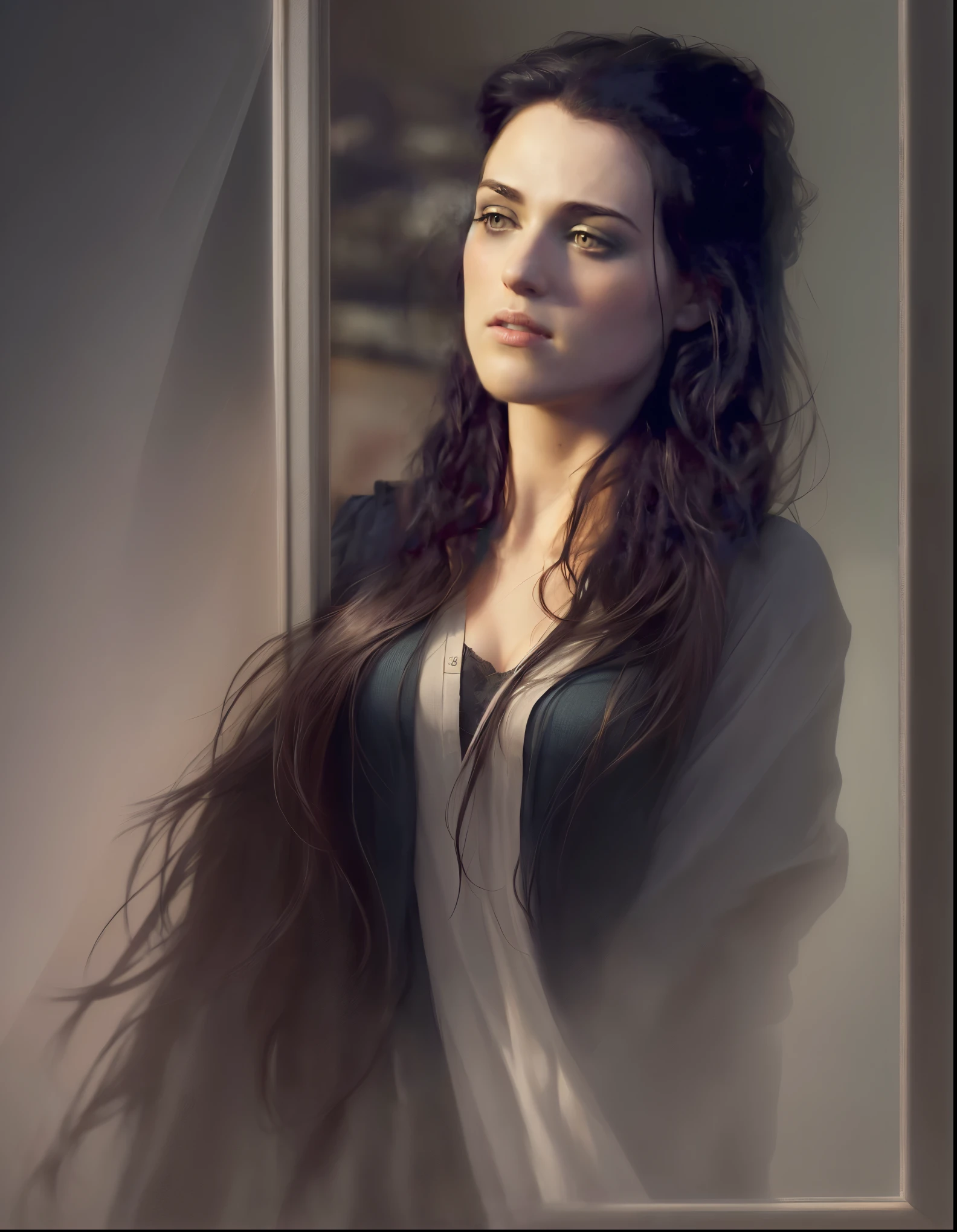 beautiful girl against the background of the window